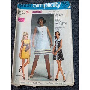 Simplicity 8609 Vintage 1960s Dress Sewing Pattern Size 10 Misses